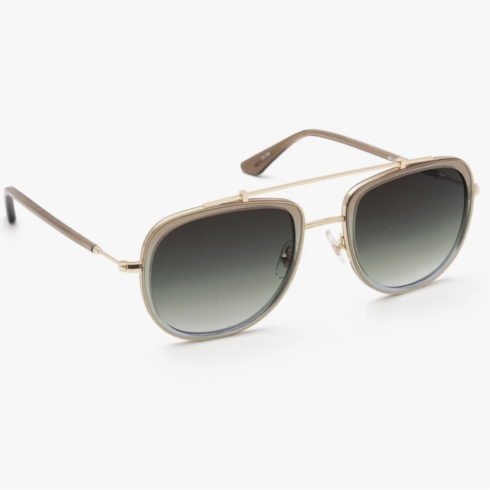 NWOT KREWE Breton Aviator Sunglasses in Matcha/Pine. Polarized. - Picture 2 of 8